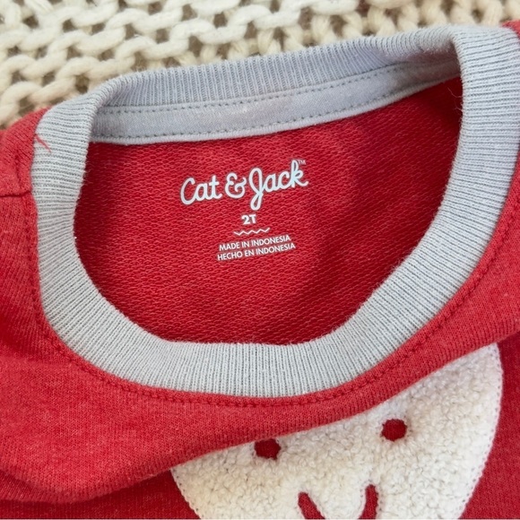 Cat & Jack Red and White Heart Design Toddler Sweater 2T - Picture 4 of 6
